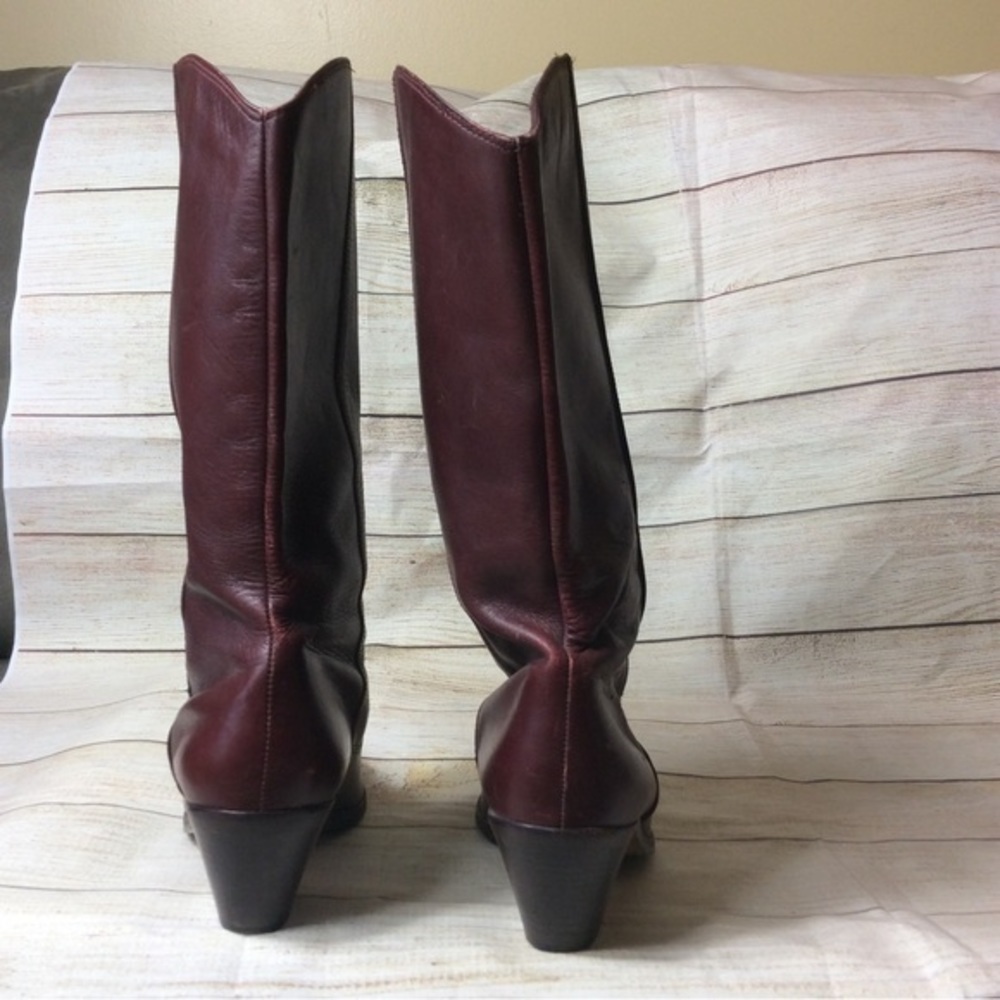 Etienne Aigner Burgundy Leather Heeled Boots - Picture 7 of 10